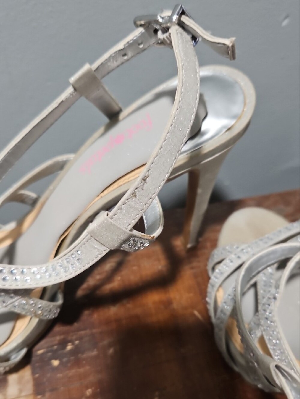 Gianni Bini Silver Rhinestone Strappy Heeled Sandals - Picture 12 of 16